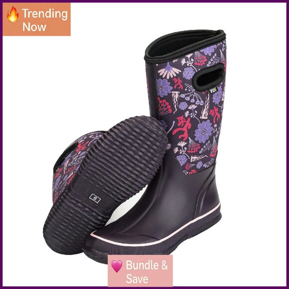 Women's Waterproof Insulated Neoprene Rain Boots Mid Calf Outdoor Hunting